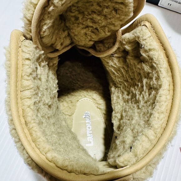 Larroude Vail US 11 Snow Boots Sand Nubuck Leather Faux Fur Waterproof NIB $415 - Picture 11 of 15